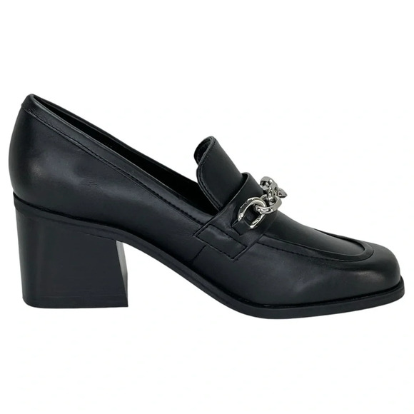 Calvin Klein Venty Black Faux Leather Heeled Womens Loafers Size 5M - Picture 4 of 14